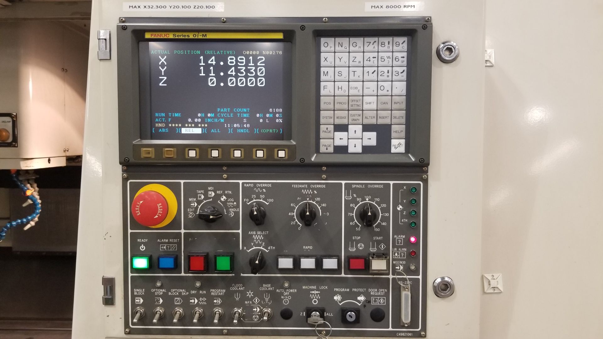 DAEWOO MYNX 530 CNC VERTICAL MACHINING CENTER WITH FANUC SERIES OI-M CNC CONTROL, TRAVELS: X 32.300, - Image 6 of 7