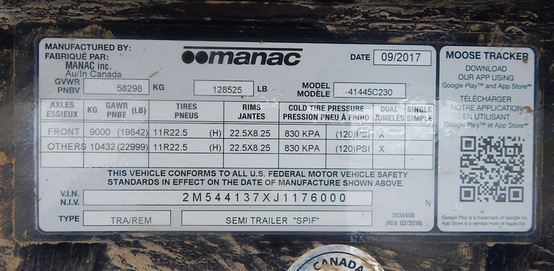 MANAC (2018) QUAD-AXLE ALUMINUM END DUMP BOX TRAILER WITH COMPOSITE FLOOR, 39-40 METRIC TON - Image 13 of 13