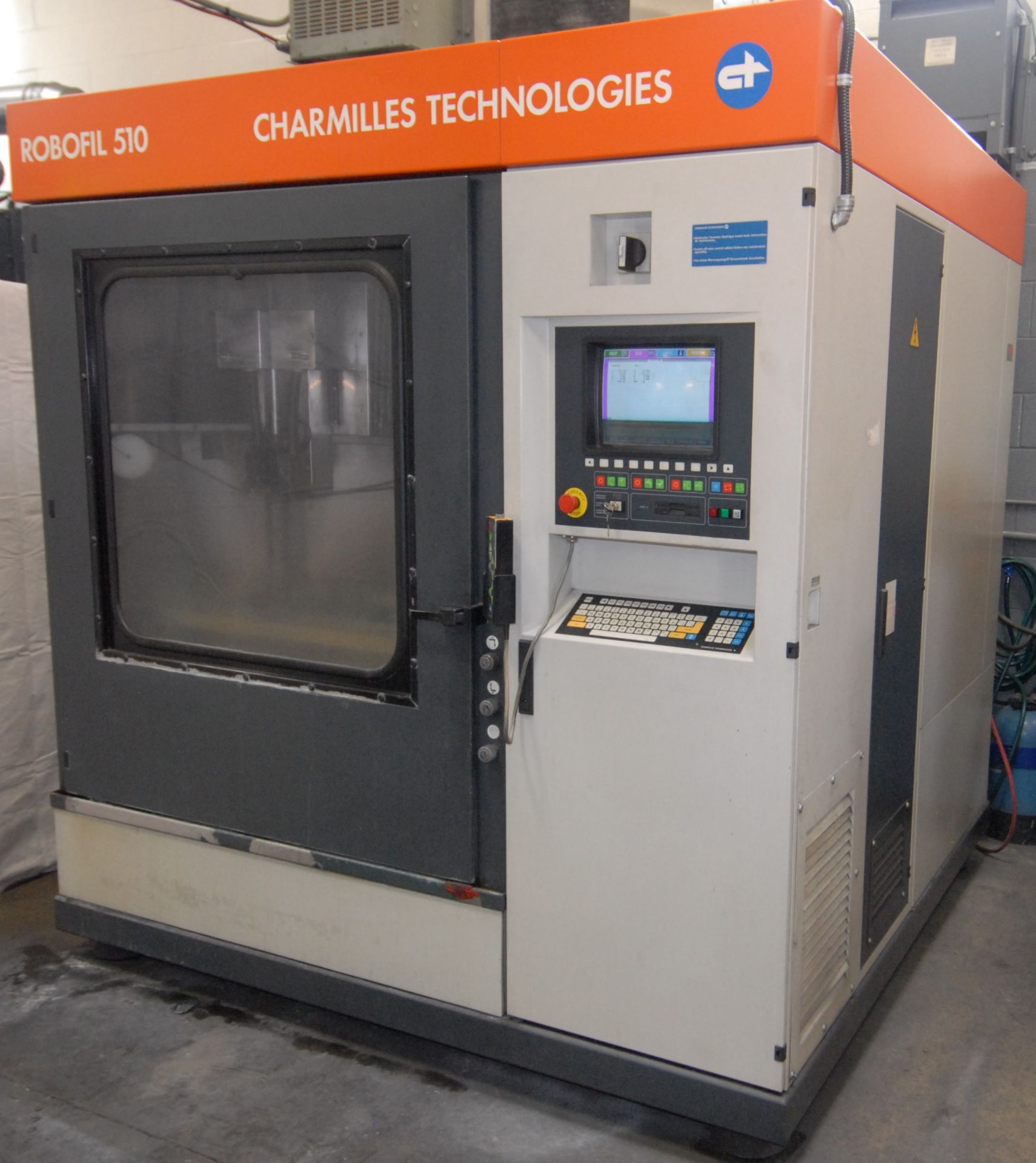 CHARMILLES ROBOFIL 510 CNC WIRE EDM WITH CHARMILLES CNC CONTROL, TRAVELS: X - 28", Y - 16", Z - 16",