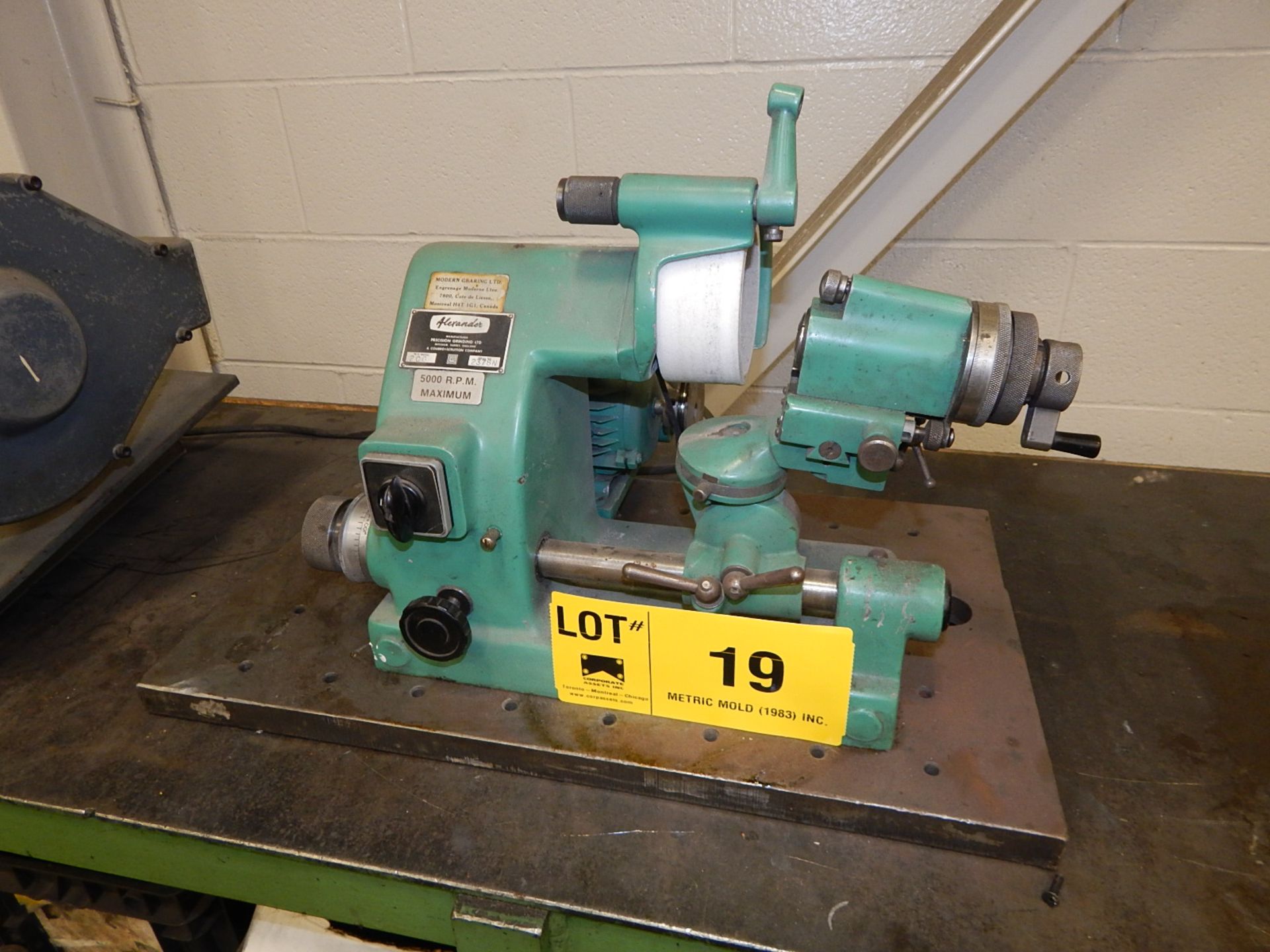 ALEXANDER 2CG BENCH TYPE TOOL GRINDER WITH 5000 MAX. RPM, S/N: 2J78N (BUILDING 2)