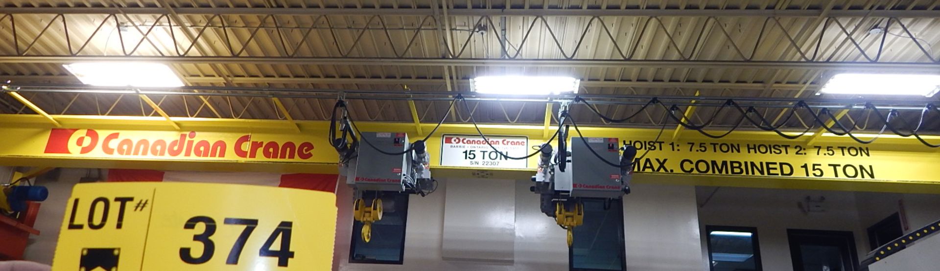 CANADIAN CRANE (2018) SINGLE GIRDER TOP RUNNING OVERHEAD BRIDGE CRANE WITH 15 TON CAP., (2) CANADIAN - Image 2 of 2