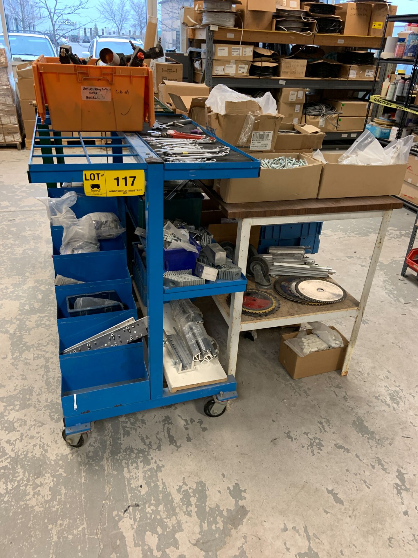 LOT/ SHOP CARTS WITH HARDWARE AND POWER TOOLS