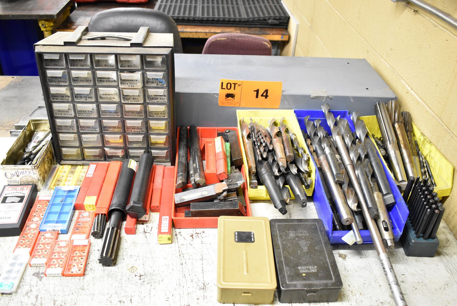 LOT/ TOOLING INCLUDING DRILLS, TAPS, REAMERS, CARBIDE INSERTS, CARBIDE INSERT BORING BARS AND