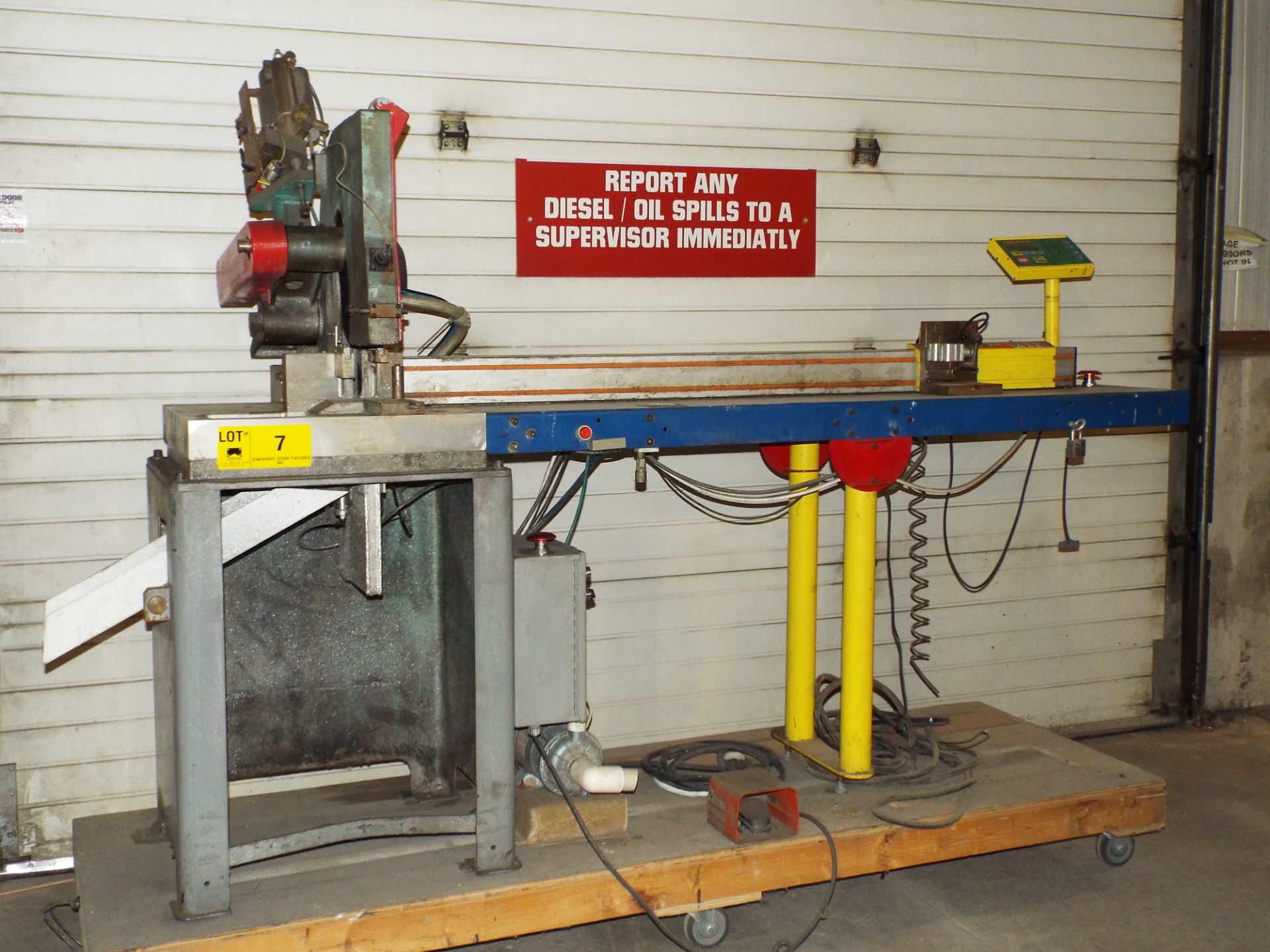 MFG UNKNOWN ALUMINUM COLD CUT SAW WITH 5HP LEESON MOTOR AND TIGERSTOP CONTROLS, S/N: N/A