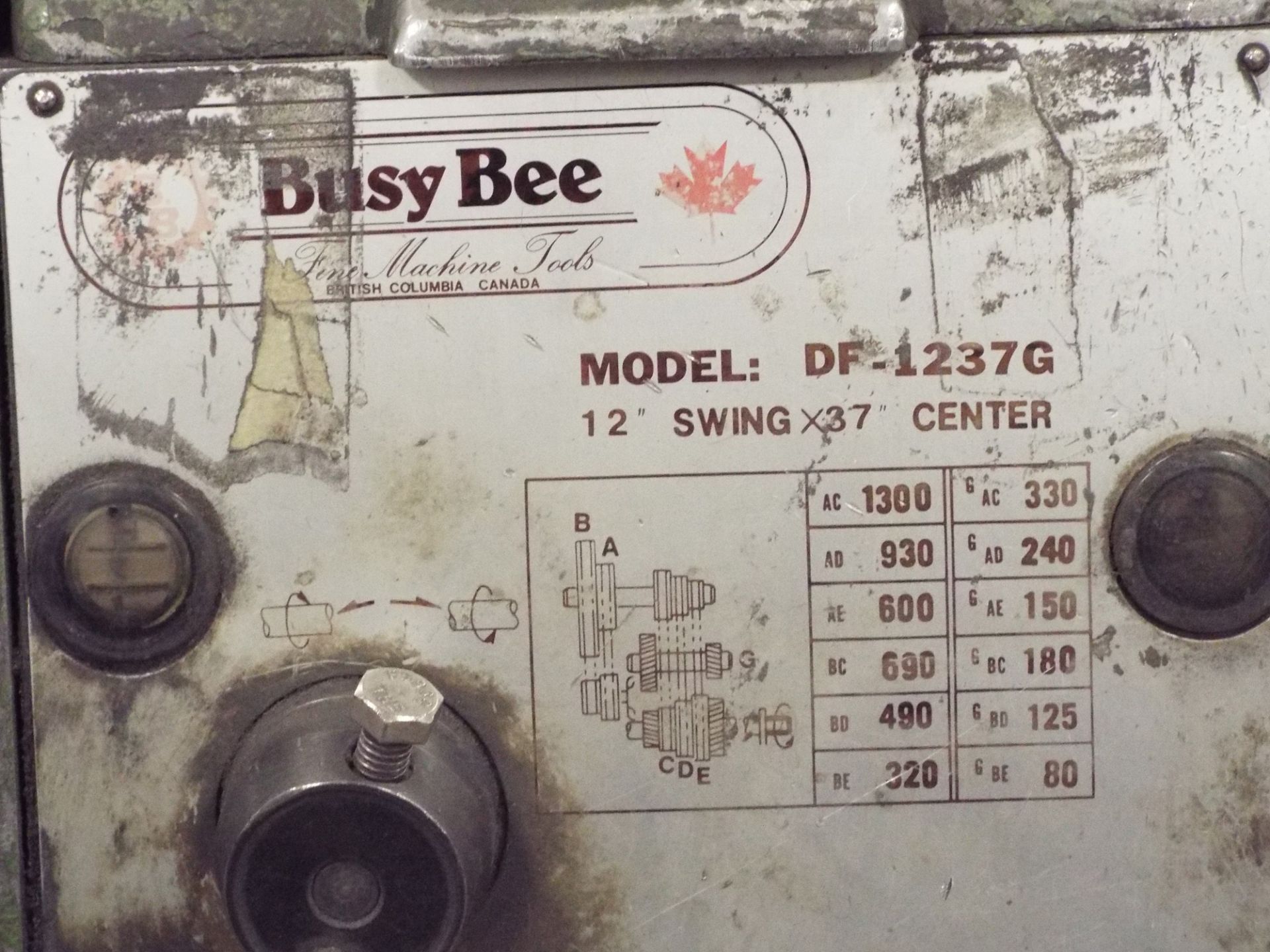 BUSY BEE DF-1237G GAP BED LATHE WITH 12" SWING, 37" BETWEEN CENTERS, AND 7.5" 3-JAW CHUCK, S/N: N/A - Image 2 of 4