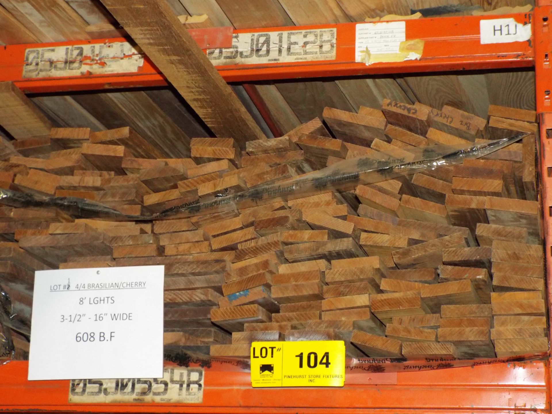 LOT/ APPROX. 608 BOARD FEET OF 8'X3.5"-6" BRAZILIAN CHERRY WOOD