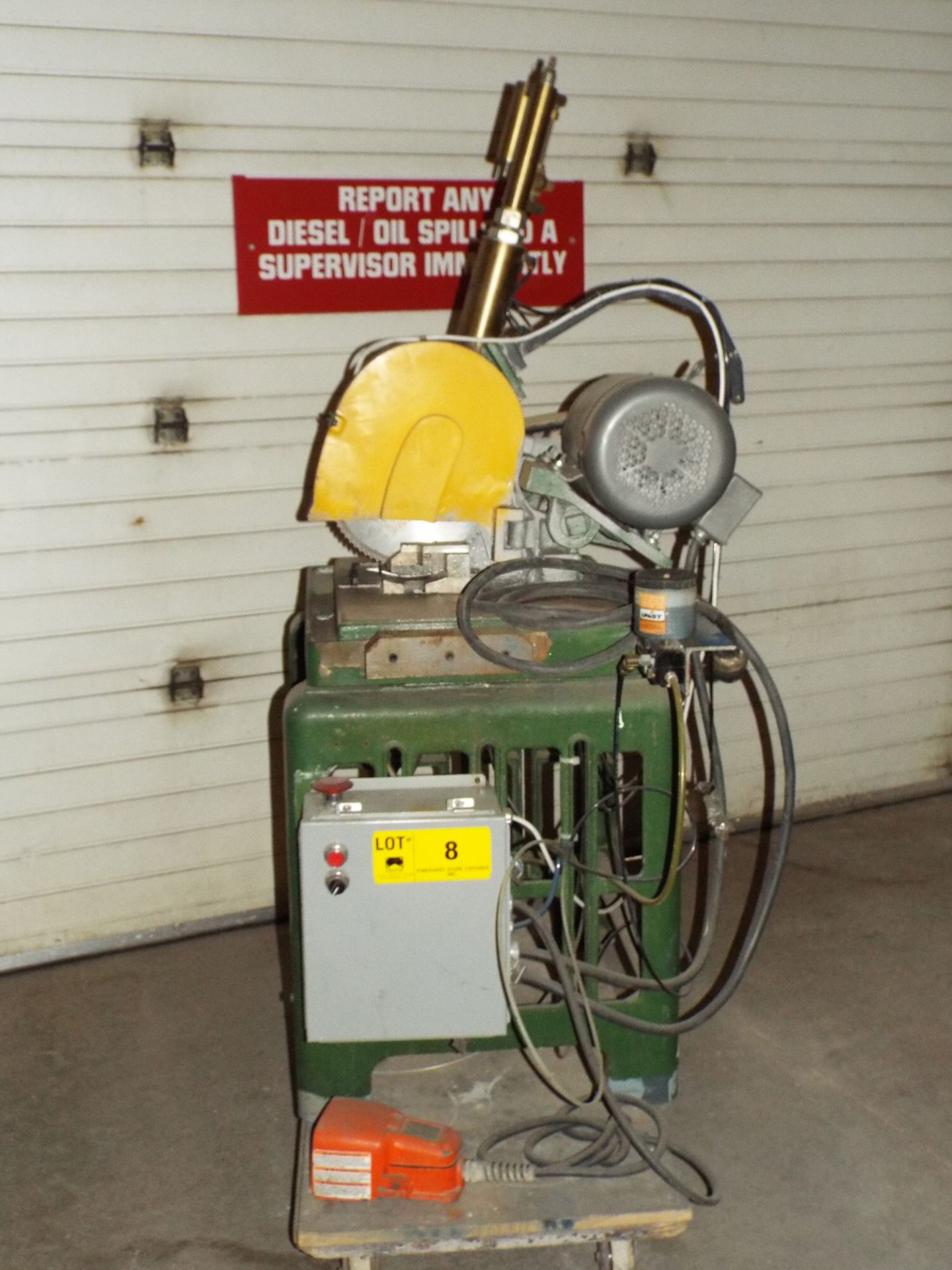 MFG UNKNOWN ALUMINUM COLD CUT SAW WITH 10HP BALDOR MOTOR AND COOLANT, S/N: N/A