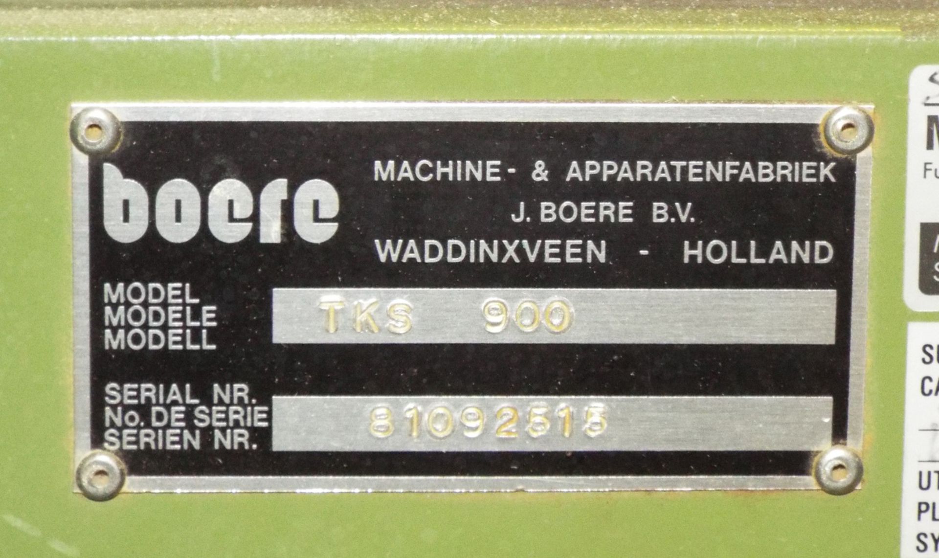 BOERRE TKS900 2 HEAD TOP WIDE BELT SANDER WITH 36" MAX. WORKING WIDTH, (2) 15HP HEADS, AIR BLOW OFF, - Image 5 of 5