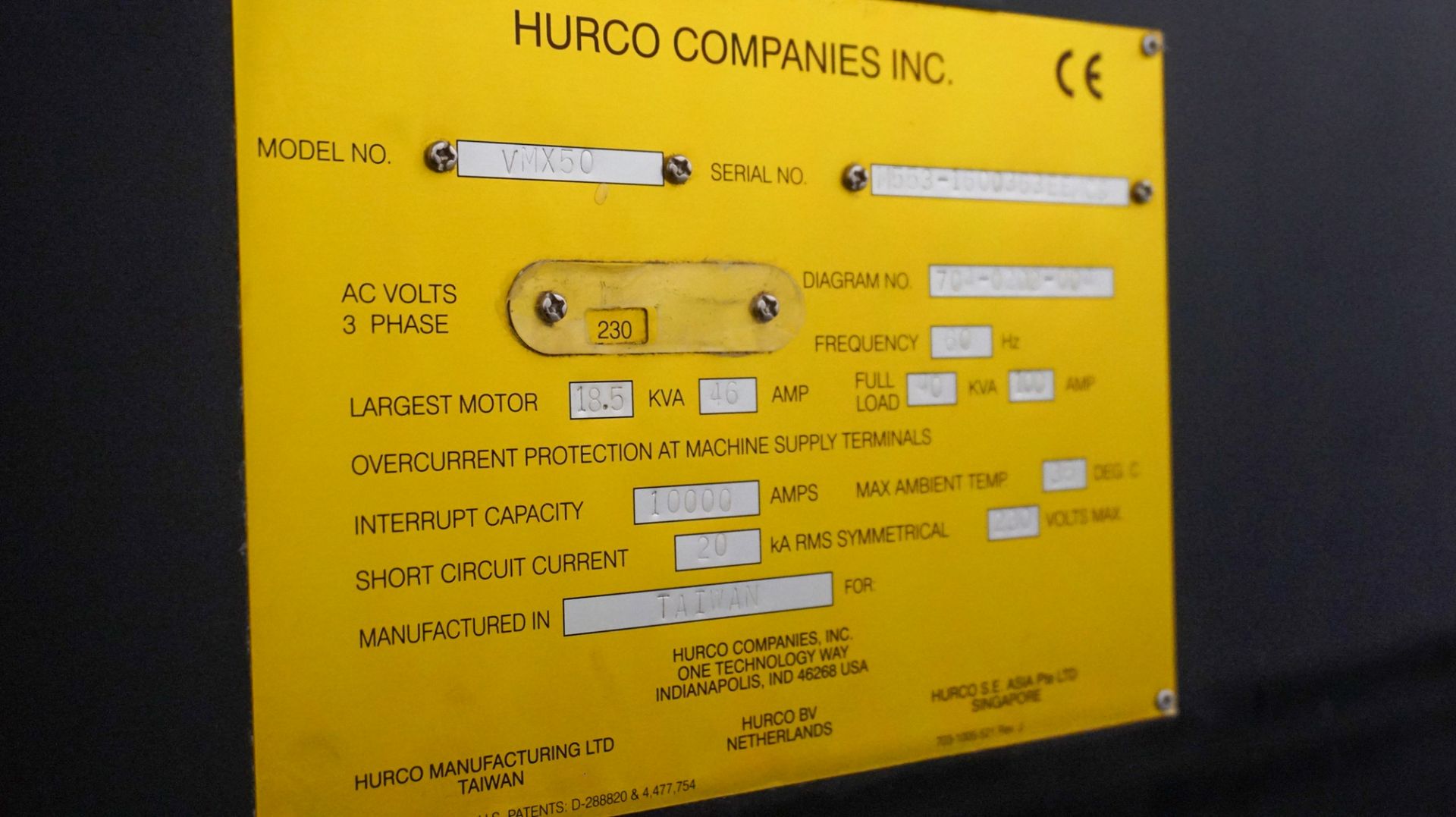 HURCO (2013) VMX50I /50 CNC VERTICAL MACHINING CENTER WITH HURCO DUAL SCREEN CNC CONTROL, 59"X26" - Image 12 of 13