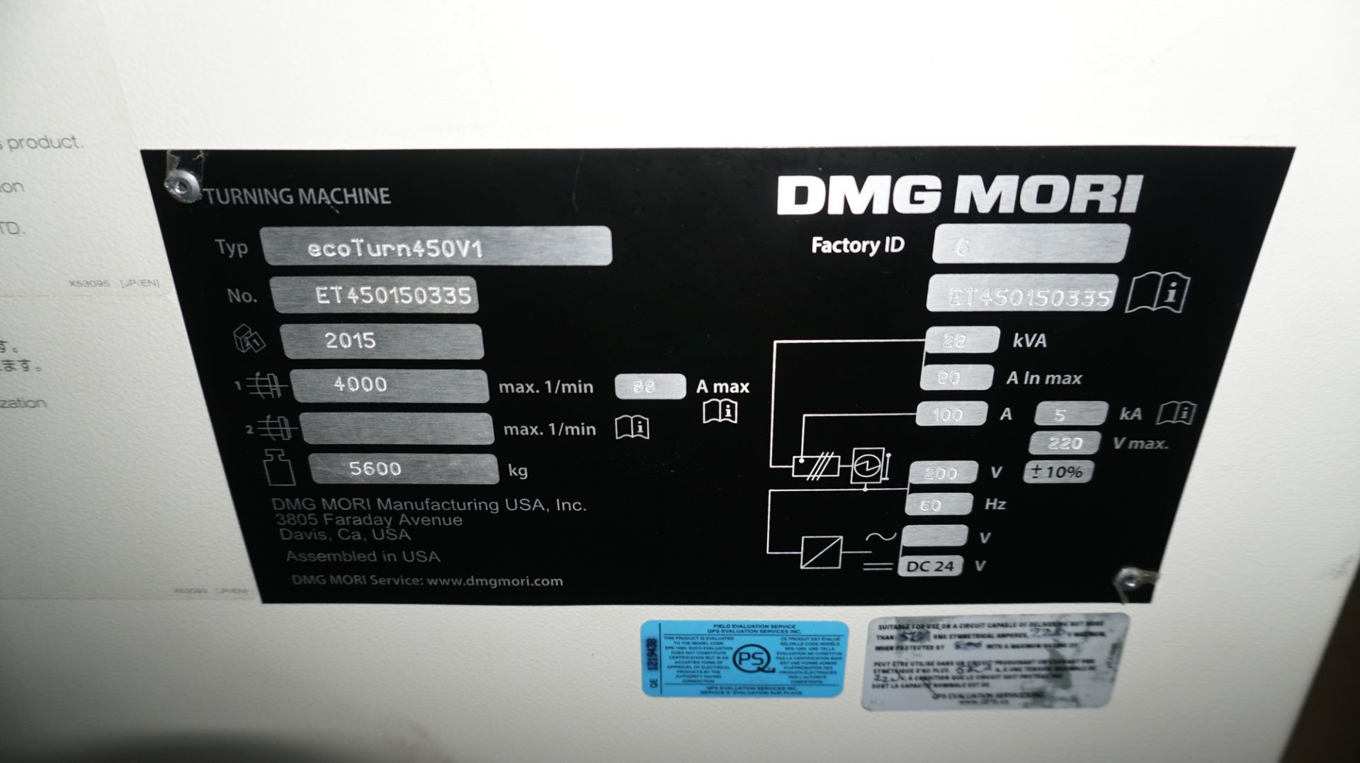 DMG MORI (2015) ECOTURN 450 CNC TURNING CENTER WITH DMG MORI SLIMLINE CNC M730BM CONTROL, 10" CHUCK, - Image 14 of 16