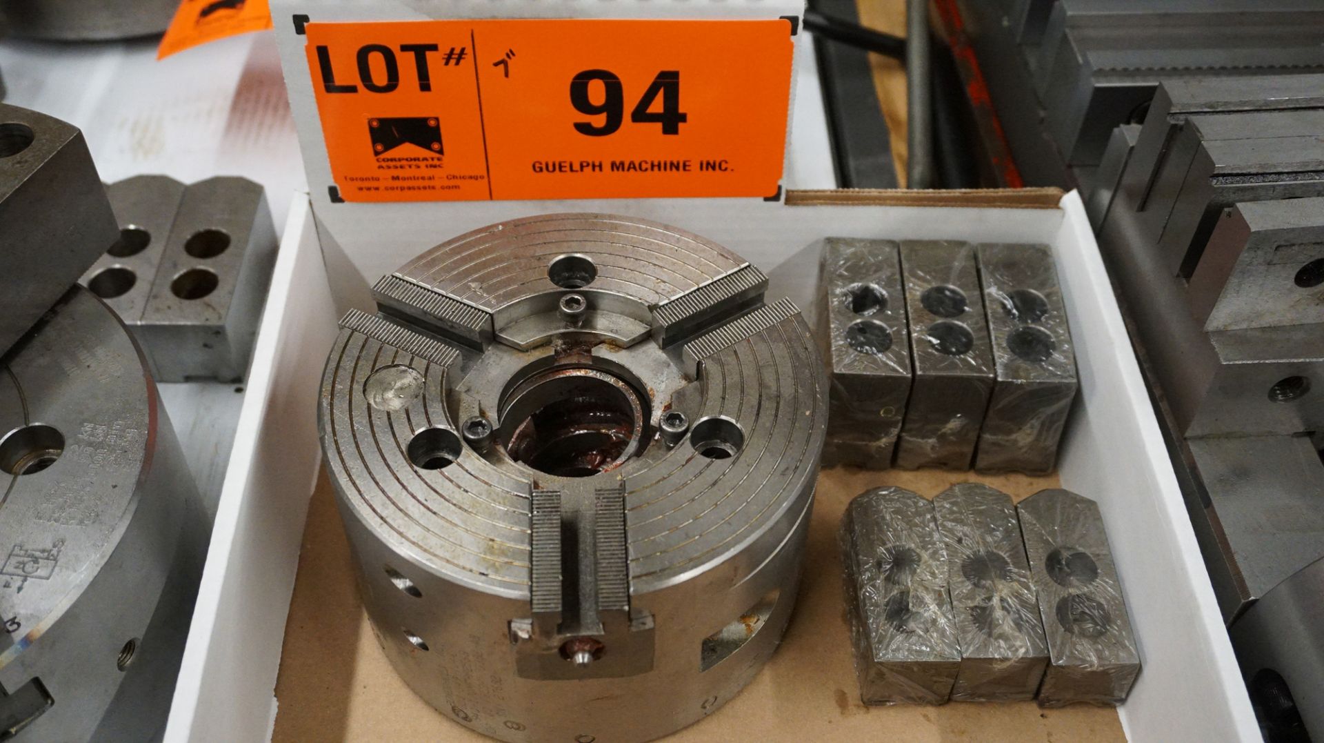 7" 3 JAW CHUCK WITH SET OF SPARE JAWS