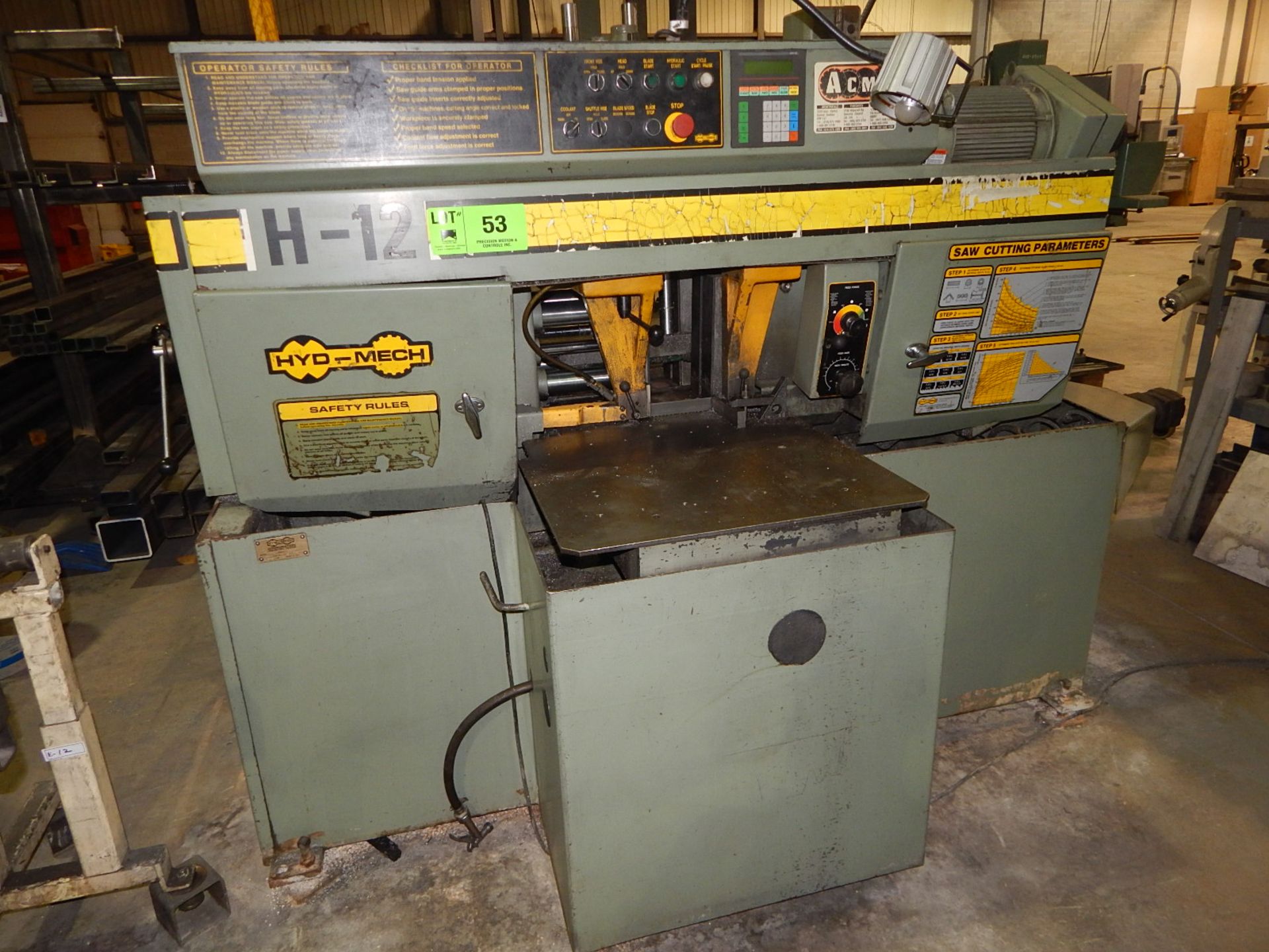 HYD-MECH H-12 DOUBLE MITRE BAND SAW, S/N: A0898077H (CI) [RIGGING FEES FOR LOT #53 - $450 CDN - PLUS - Image 3 of 6