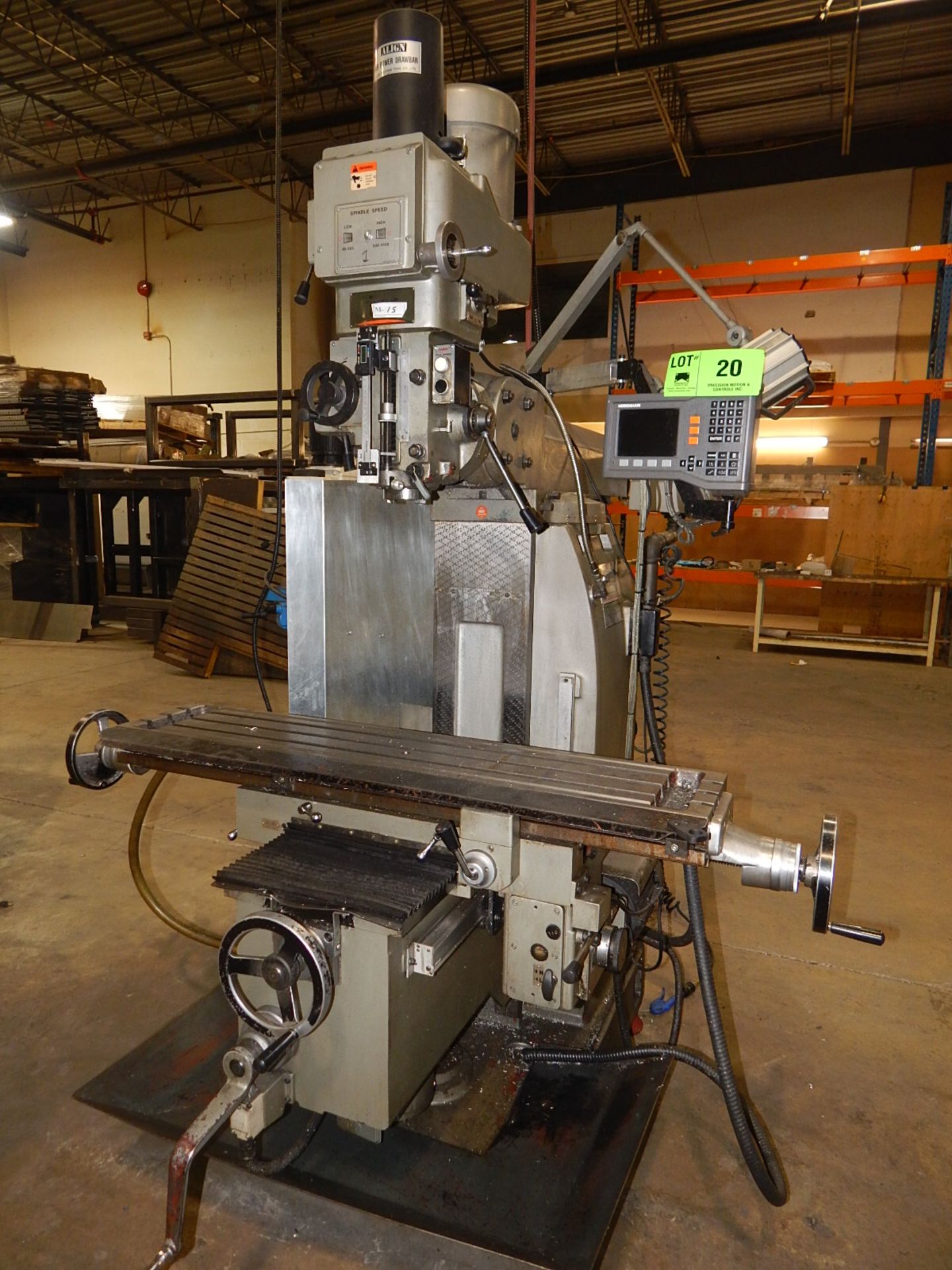 FIRST (2007) LC-20VSG VERTICAL TURRET MILLING MACHINE WITH 51"X10" TABLE, ISO 40 SPINDLE TAPER, - Image 6 of 12