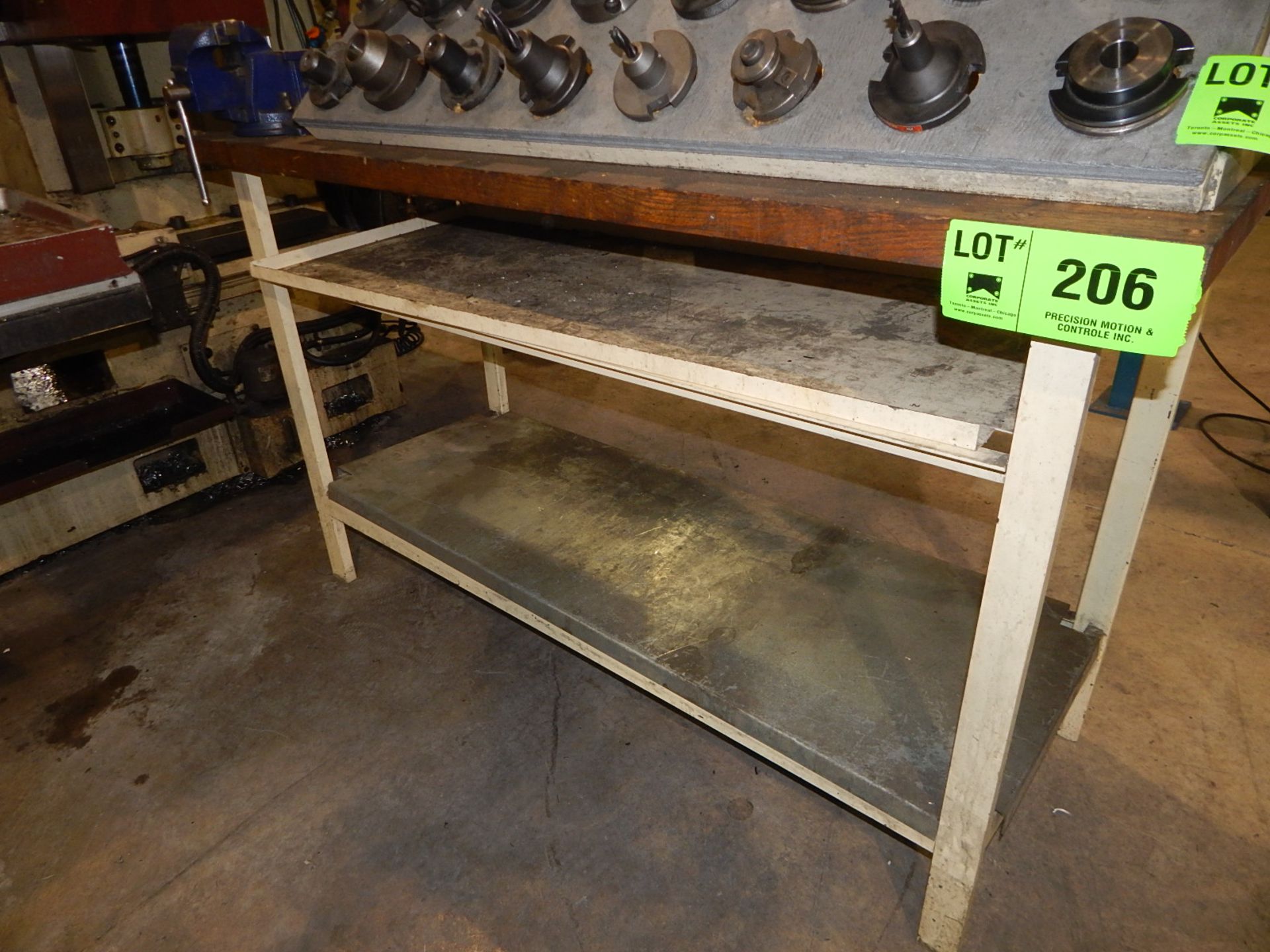 LOT/ SHOP TABLE WITH VISE (DELAYED DELIVERY)