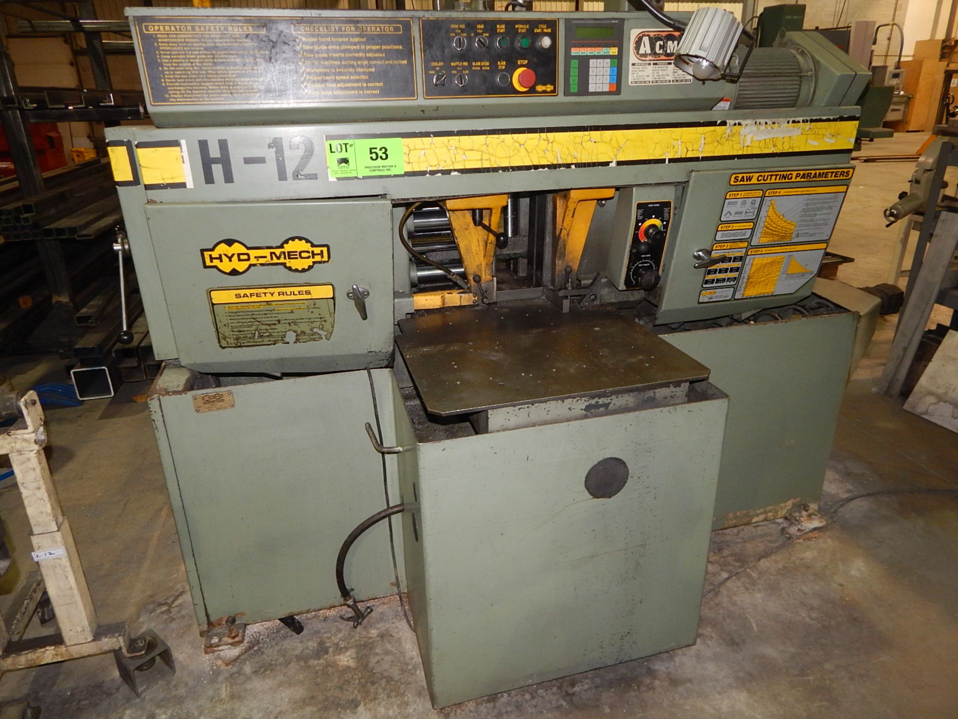 HYD-MECH H-12 DOUBLE MITRE BAND SAW, S/N: A0898077H (CI) [RIGGING FEES FOR LOT #53 - $450 CDN - PLUS - Image 2 of 6