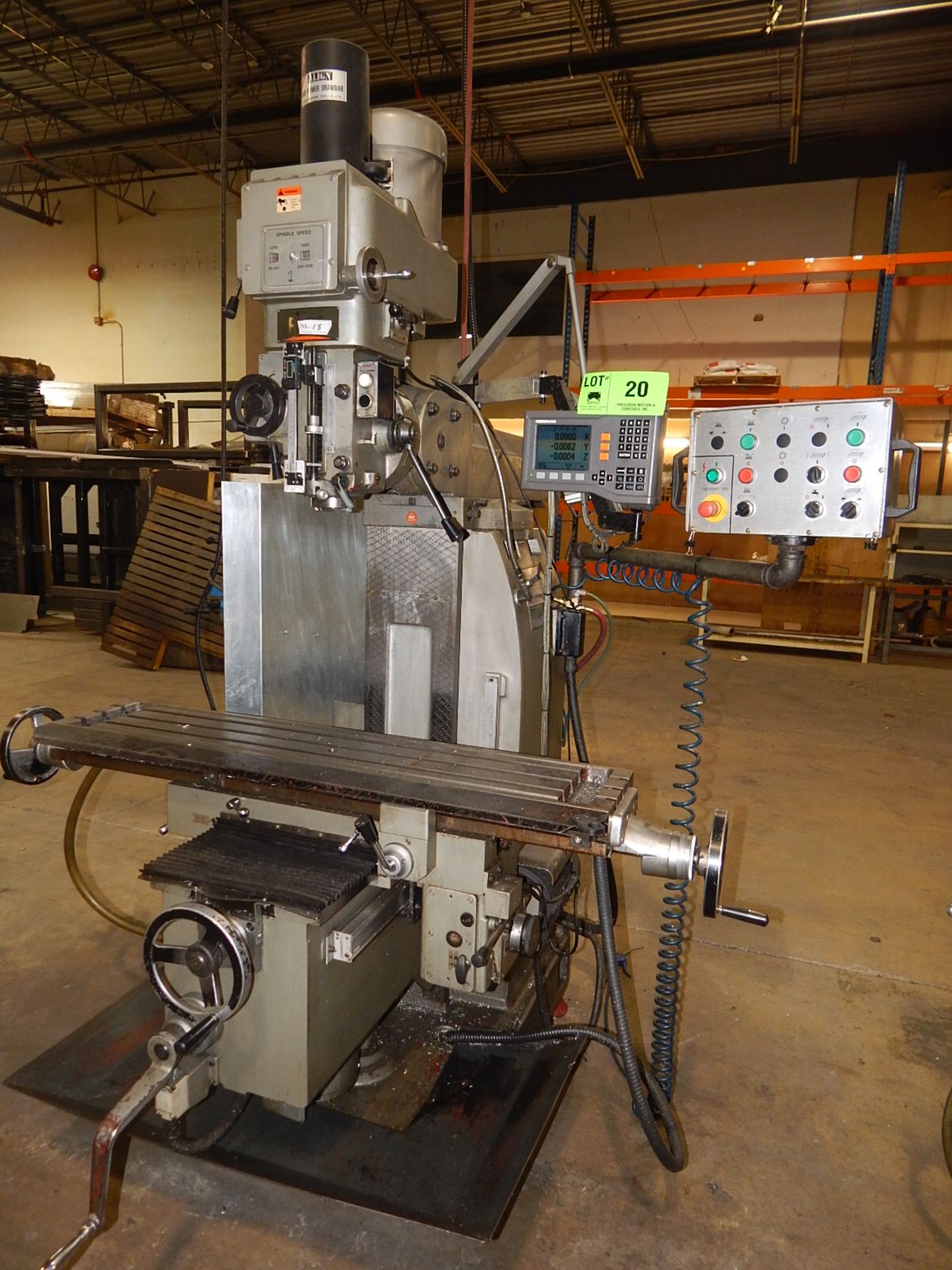 FIRST (2007) LC-20VSG VERTICAL TURRET MILLING MACHINE WITH 51"X10" TABLE, ISO 40 SPINDLE TAPER, - Image 11 of 12