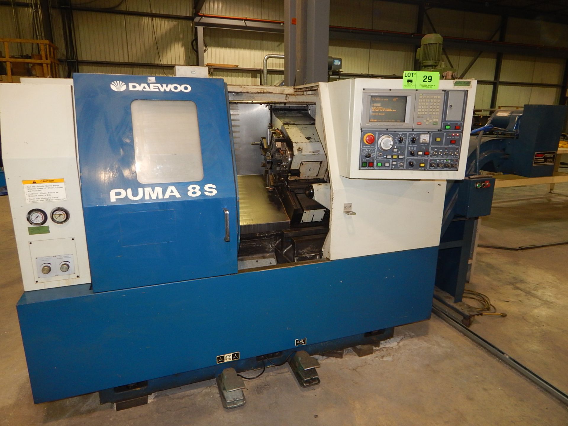 DAEWOO PUMA 8S CNC TURNING CENTER WITH MITSUBISHI CNC CONTROL, 21" SWING, 22" CENTERS, KITAGAWA 8" - Image 2 of 15