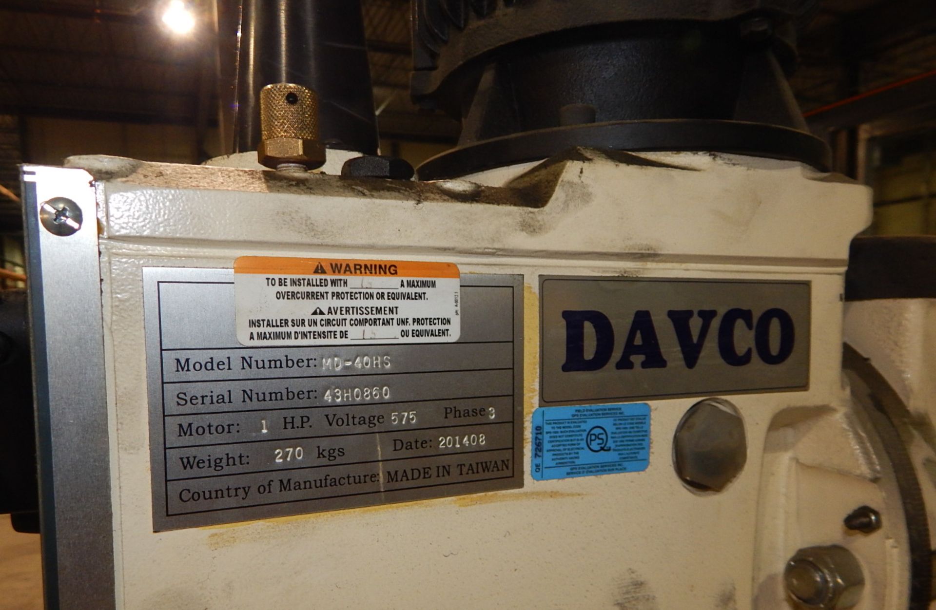 DAVCO (2014) MD-40HS HEAVY DUTY FLOOR TYPE GEARED HEAD MILLING & DRILLING MACHINE WITH 15.5"X18" - Image 4 of 4