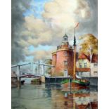 L Van Staaten Watercolour drawing "Enkhuizen", signed, 39cm x 29cm