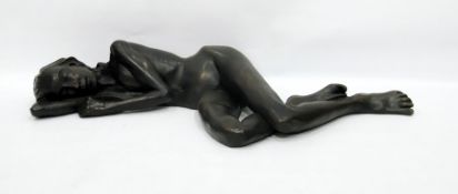 Cold cast bronze-finish figure of a reclining nude
