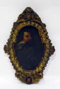 In the manner of Van Dyck Oil on board Shoulder length portrait of "Theodore Rombouts", label verso,