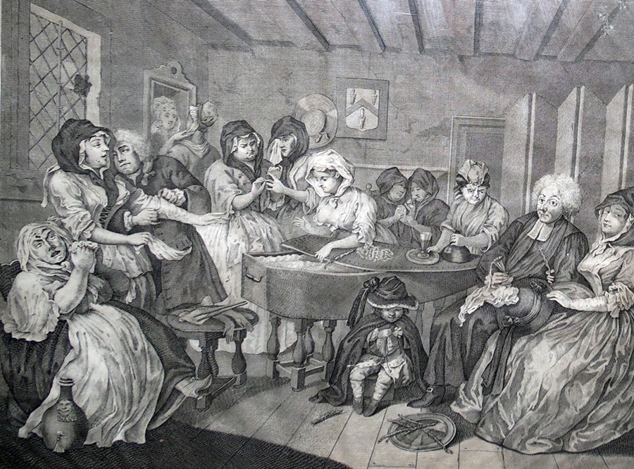 Six 19th century engravings after William Hogarth by R Cooper from the Harlots Progress - Image 6 of 6
