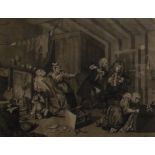 Six 19th century engravings after William Hogarth by R Cooper from the Harlots Progress