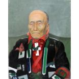 20th century school  Oil on canvas Chinese figure in military uniform, unsigned, unframed, 46cm x