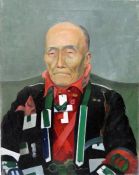 20th century school  Oil on canvas Chinese figure in military uniform, unsigned, unframed, 46cm x