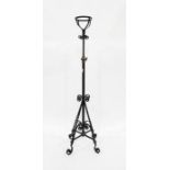 Victorian brass and iron telescopic oil lamp stand