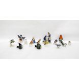 Assorted figurines including Geobel 'Snowy Owl', 'Barn Owl', 'Gold Finch', 'Wagtail', 'Robin', '