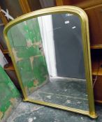 20th Century gilt framed arch top over mantle mirr