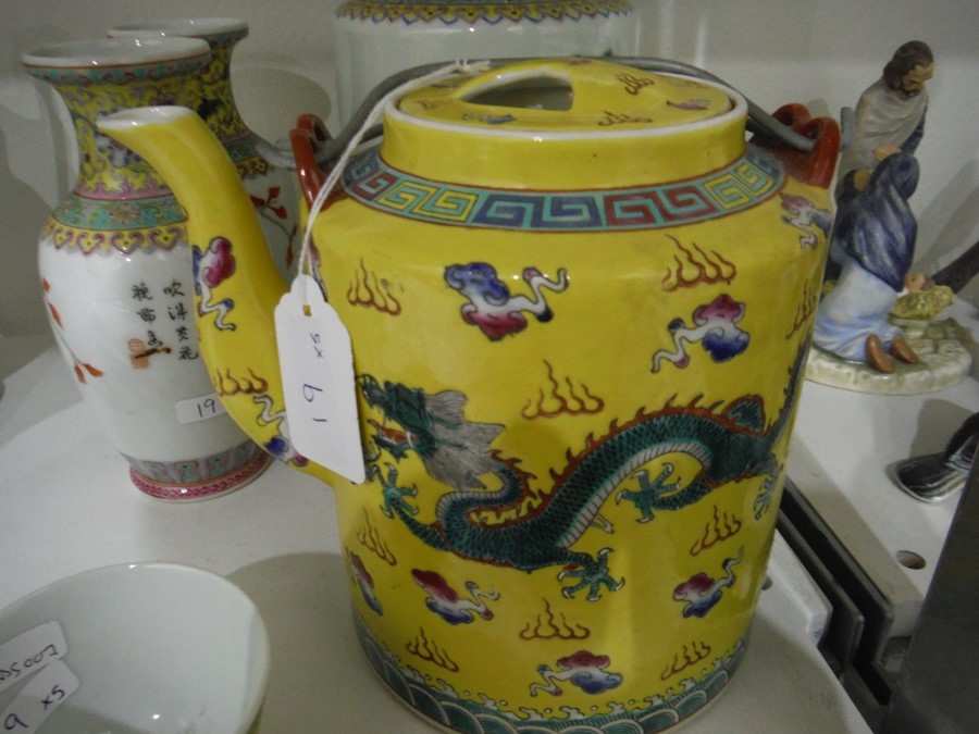 Pair of 20th century Chinese ceramic vases, the bodies decorated with bird on foliate branch, with - Image 9 of 15