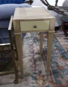 Pair of limed oak bedside tables fitted a drawer to frieze, raised on square tapering supports