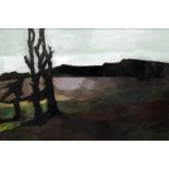 Dody Strasser (b.1912) Oil on board 20th century abstract landscape with trees, signed lower