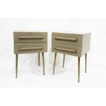 Pair of grey polyester resin-finish designer two-drawer bedside chests (2)