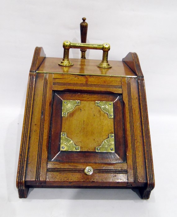 Edwardian mahogany and brass-mounted coal box and shovel