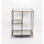 Gilt metal display shelf with mirror glass panels, width 61cm