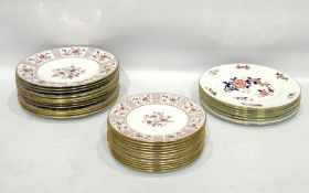 Set of 12 Royal Crown Derby 'Lucienne' pattern dinner and side plates and a set of seven Crown