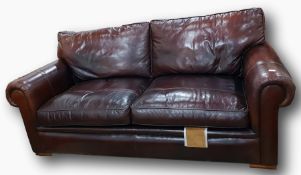 Three-seat soft leather upholstered settee