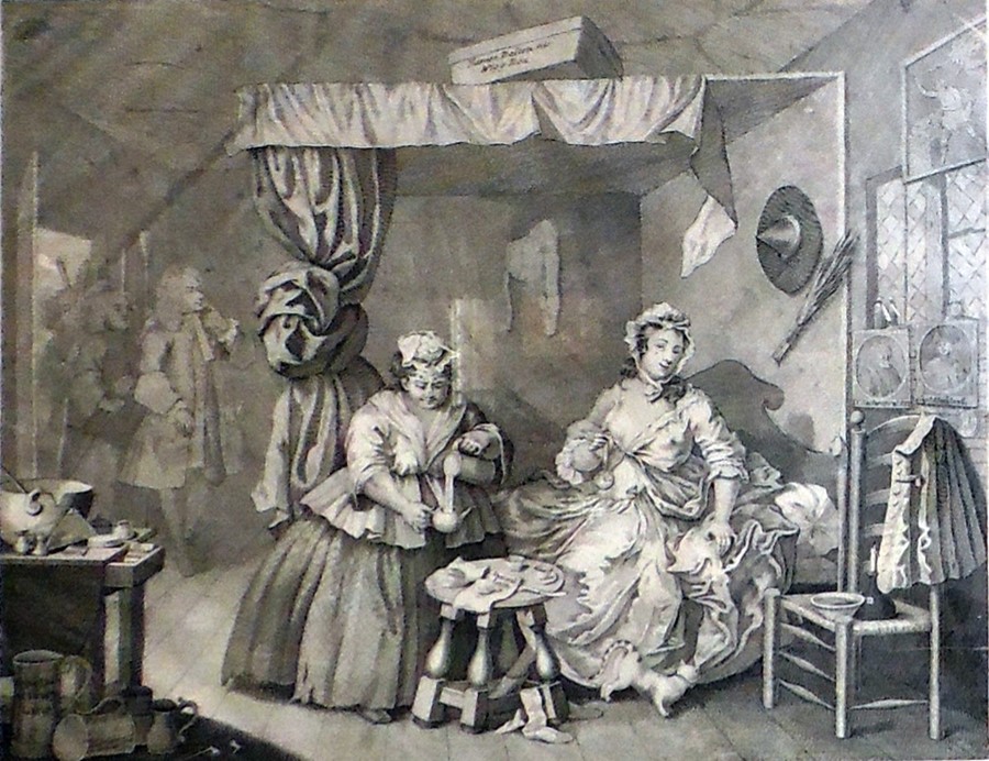 Six 19th century engravings after William Hogarth by R Cooper from the Harlots Progress - Image 3 of 6