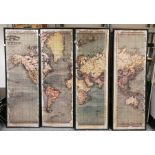 Set of four wall panels depicting the Atlas of the World, height 184cm (VAT payable on hammer)