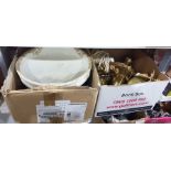 Three boxes of miscellaneous household items to include decorative animal and other figurines, table