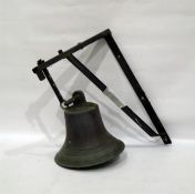 Cast brass/bronze bell and a wall bracket (2)