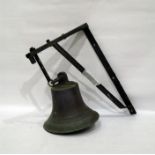 Cast brass/bronze bell and a wall bracket (2)