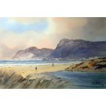 Phil Cloete Watercolour drawing South African coastal scene, signed  S Saunders ??? Still life