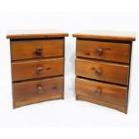 Pair of modern pine bedside chests of three drawers, width 45cm (2)