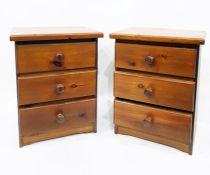 Pair of modern pine bedside chests of three drawers, width 45cm (2)