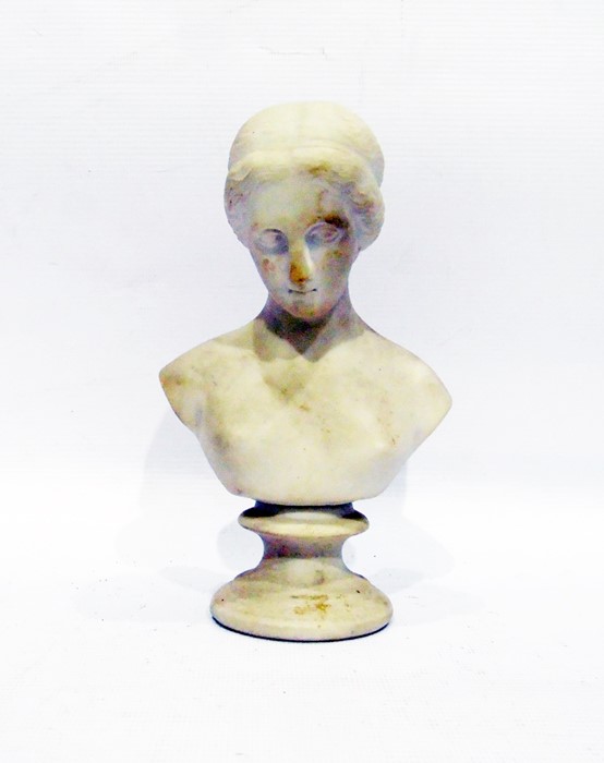 Parianware bust of Psyche, 17cm high and moulded plaster bust of a gentleman, on pedestal base, 45cm