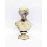Parianware bust of Psyche, 17cm high and moulded plaster bust of a gentleman, on pedestal base, 45cm